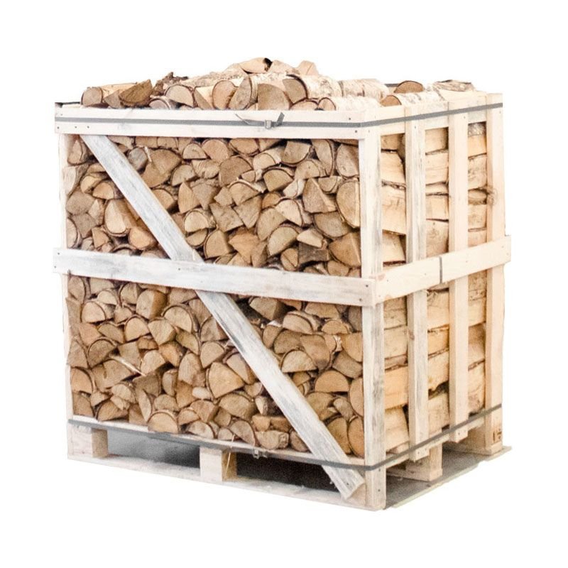 Halbe Palette kammergetrocknetes gespalten Birke Brennholz 25cm